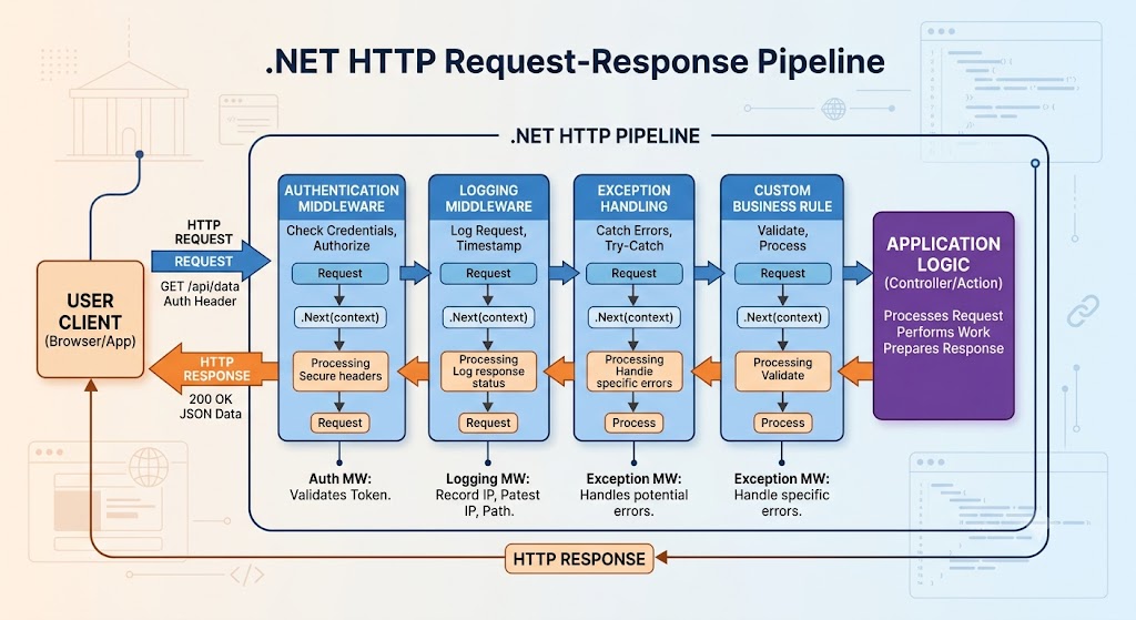 .NET Core Middleware HTTP Request-Response Pipeline Schema